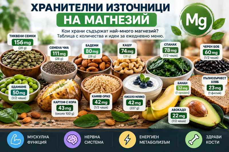 Хранителни източници на магнезий