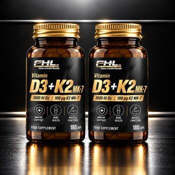 2 броя FHL Vitamin D3 1000 IU + K2 MK-7 100 180 caps Съдържание » Цена » Прием » 2 броя FHL Vitamin D3 1000 IU + K2 MK-7 100 180 caps